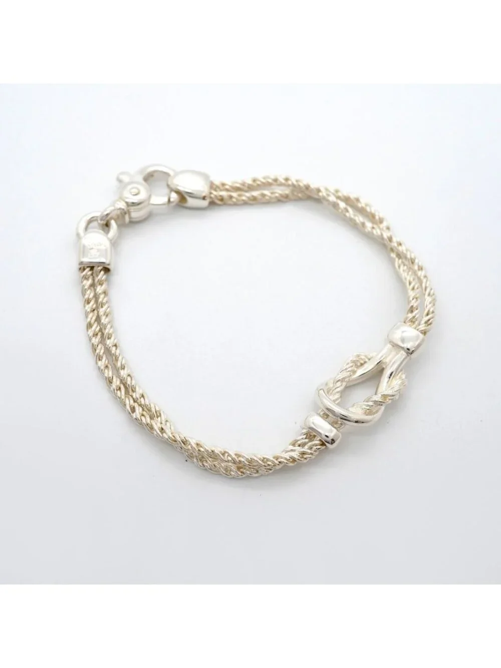 Tiffany & Co Bracelet Center Knot Double Rope 925 Sterling Silver